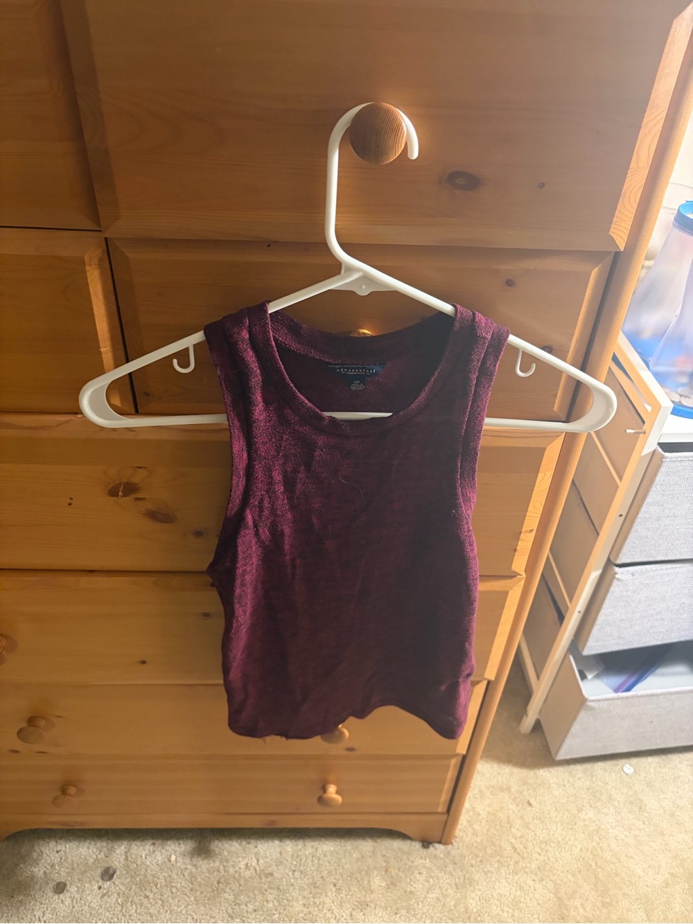 Aeropostale Sleeveless Ribbed Tank Top - Wine